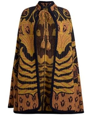 Etro Wool- And Cotton-Blend Jacquard Cape - Brown