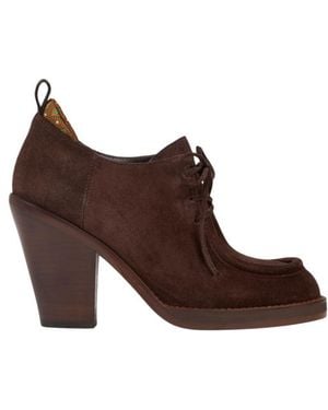Etro Suede Lace-Up Shoes With Texan Heel - Brown
