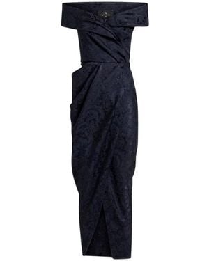 Etro Silk-Blend Jacquard Evening Dress - Blue