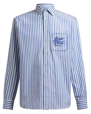 Etro Striped Shirt With Pegaso - Blue