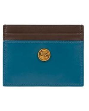 Etro Two-Tone Leather Card Holder - Blue