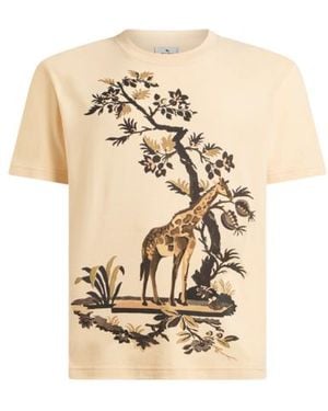 Etro Cotton Jersey T-Shirt With Giraffe Print - White