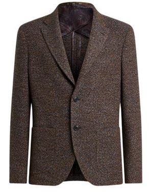 Etro Veste Droite En Natté De Laine Mélangée, Homme, Taille - Marron