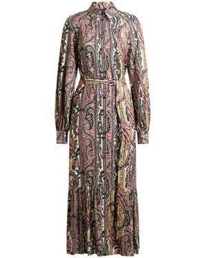 Etro Long Shirt Dress With Leafy Paisley Motif - Multicolor