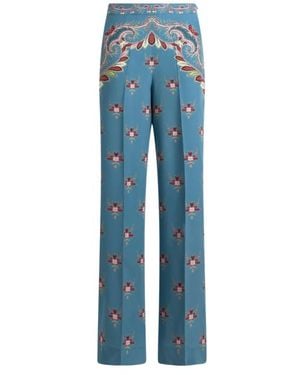 Etro Hose Aus Seide Mit Platziertem Druck, Damen, Größe - Blau