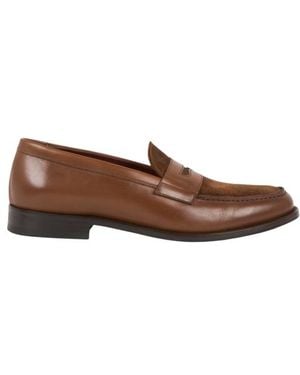Etro Leather Loafers With Paisley Detail - Brown