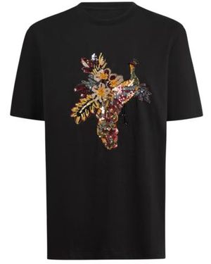 Etro T-Shirt En Coton Avec Motif Paon, Femme, Taille - Noir