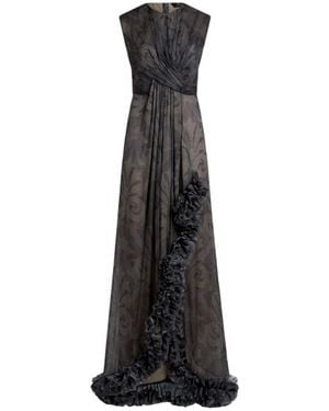 Etro Printed Silk Bustier Dress With Ruching - Black