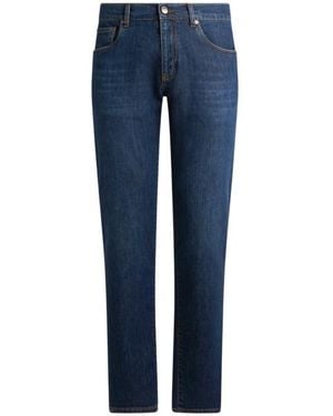 Etro Jean Slim En Denim De Coton Mélangé, Homme, Taille - Bleu