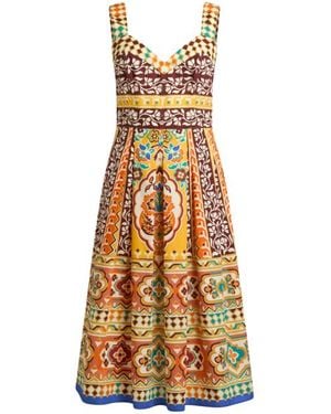 Etro Printed Poplin Midi Dress - White