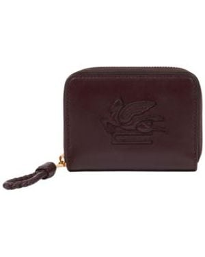 Etro Portafoglio Libra Compatto Zip Around - Marrone