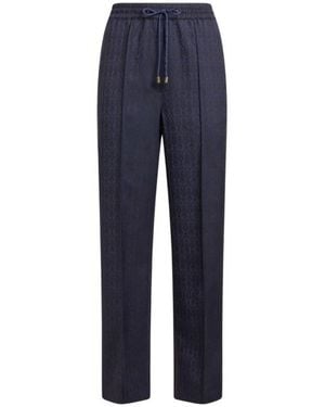 Etro Wool Jacquard Jogging Trousers - Blue