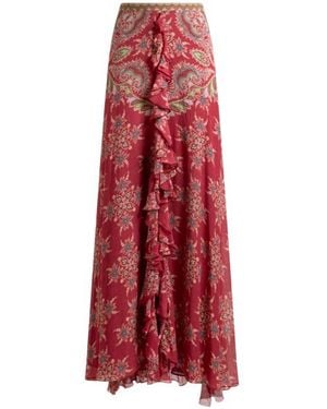 Etro Silk-Blend Skirt With Paisley Print - Red