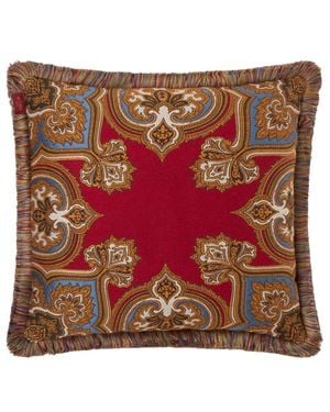 Etro Coussin En Jacquard De Laine Mélangée À Motif Médaillons - Rouge