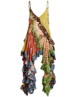 Etro Silk Mini Dress With Ruffles And Tie-Inspired Motif - White