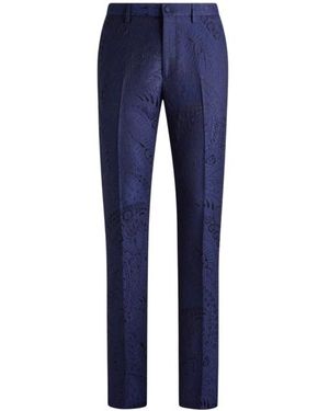 Etro Paisley Jacquard Trousers - Blue