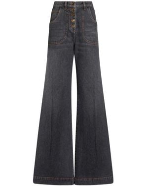 Etro Flared Jeans With Pegaso Buttons - Blue