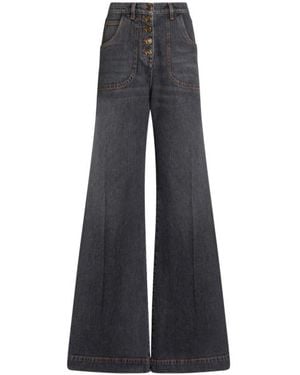 Etro Flared Jeans With Pegaso Buttons - Blue