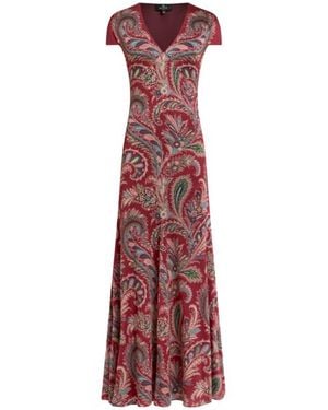 Etro Printed Crepe Jersey Long Dress - Purple