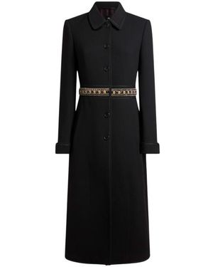 Etro Wool Coat With Jewel Embellishments - Black
