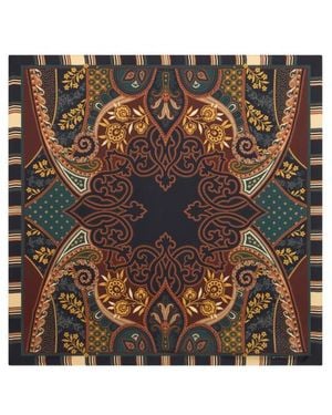 Etro Silk Twill Scarf With Damask Motif - Brown