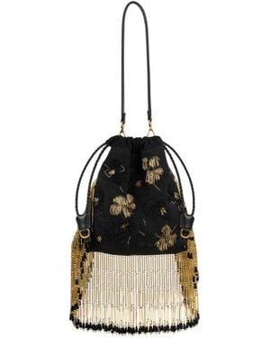 Etro Small Suede Kalispera Bag With Embroidery And Beads - Black