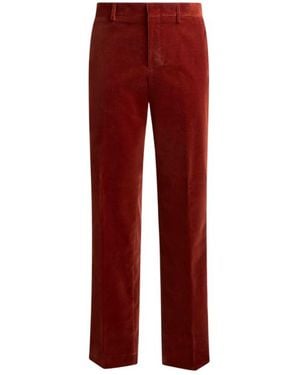 Etro Plain-Coloured Straight-Leg Cotton Velvet Pants