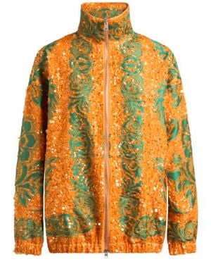 Etro Bomber Con Paillettes Ricamate All Over, Donna, Taglia - Arancione