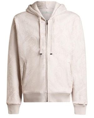 Etro Sweat-Shirt À Capuche En Coton Mélangé Avec Motif Arnica, Homme, Taille - Blanc