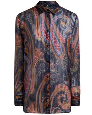 Etro Silk Shirt With Paisley Motif - Purple