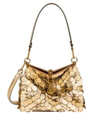 Etro Small Leather Vela Bag With Laminated Sequins - Metallic