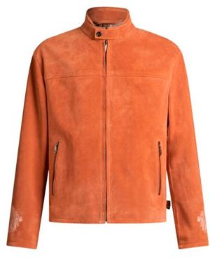 Etro Jacke Aus Leder Mit Stickerei, Herren, Größe - Orange