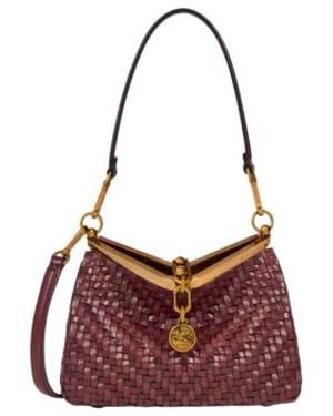 Etro Small Woven Leather Vela Bag - Purple