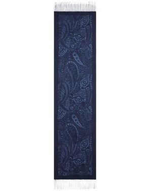 Etro Écharpe En Jacquard De Laine À Motif Paisley Fleuri, Femme - Bleu