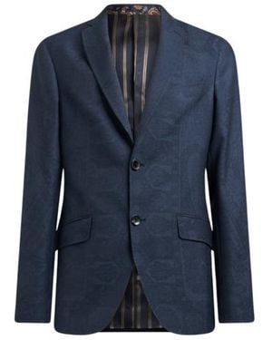 Etro Wool Blazer With Print - Blue