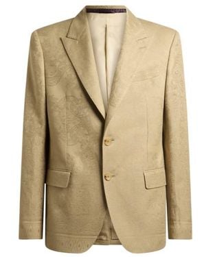 Etro Cotton-Blend Jacquard Jacket With Placed Floral Paisley Motif - Natural