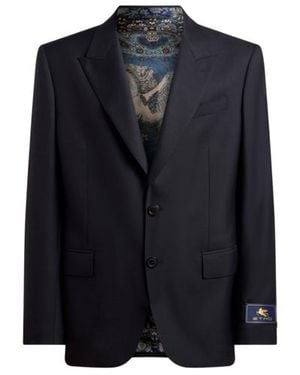 Etro Veste Droite En Flanelle De Laine Mélangée, Homme, Taille - Bleu