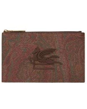 Etro Small Arnica Pouch With Pegaso Detail - Brown