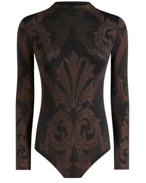 Etro Metallic Jacquard Bodysuit - Black