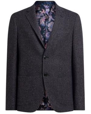 Etro Single-Breasted Wool-Blend Bouclé Jacket - Blue