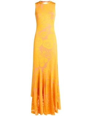 ワンピース Etro Devore Stretch Jersey Dress With Cut-Out Etro Dévoré Stretch Jersey Dress With Cut-Out in Orange | Lyst
