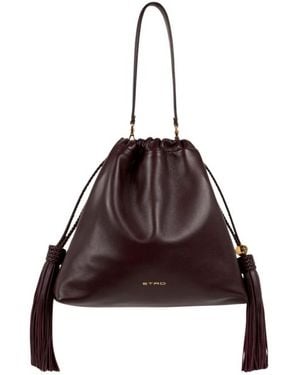 Etro Medium Leather Kalispera Bag With Tassels - Brown