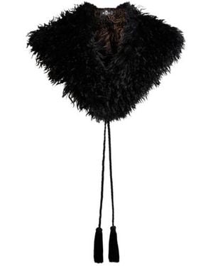 Etro Faux Fur Collar With Jacquard Interior - Black