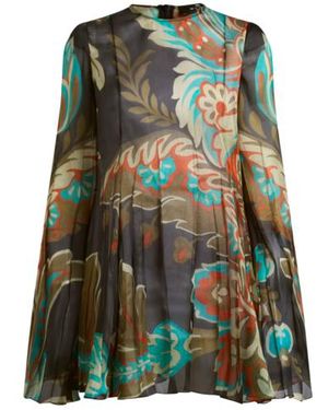 Etro Pleated Silk Mini Dress - Green