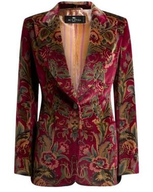 Etro Velvet Jacket With Print - Red