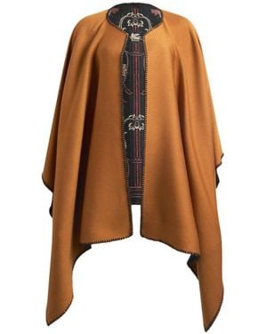 Etro Reversible Wool-Blend Cloth Cape - Brown