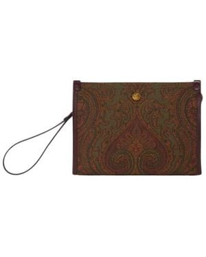 Etro Pouch Media Jacquard Con Motivo Paisley, Donna - Marrone