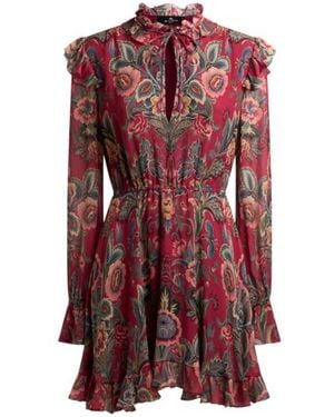 Etro Silk-Blend Mini Dress With Print - Red