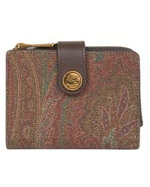 Etro Arnica Wallet With Pegaso Detail - Brown