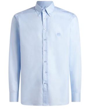 Etro Button-Down Shirt With Logo - Blue